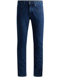 BOSS - Slim-fit Jeans In Dark-blue Comfort-stretch Denim - Lyst