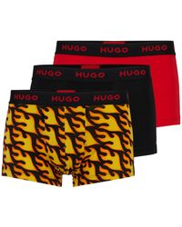 HUGO - Lot de trois boxers courts en coton stretch avec taille à logo - Lyst