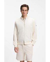 BOSS - Cotton-Knit Hybrid Jacket With Bomber Collar - Lyst