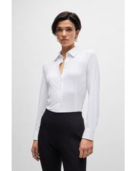 BOSS - Extra-slim-fit Blouse In Italian Performance-stretch Dobby - Lyst