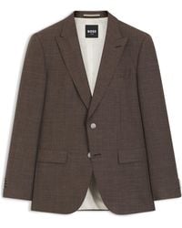 BOSS - One Slim-Fit Colbert Van Wol, Zijde En Linnen - Lyst