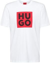 HUGO Organic-cotton T-shirt With New Logo Print - White