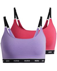 HUGO - Two-pack Of Stretch-cotton Bralettes With Logo Band - Lyst