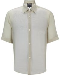 BOSS - Regular-Fit Hemd aus softem Organza mit Kentkragen - Lyst