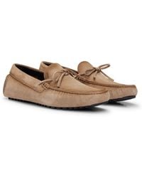 BOSS - Suede Moccasins With Buckled Upper Strap - Lyst