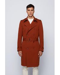 BOSS by HUGO BOSS Double-breasted Trench Coat In Organic Cotton - Brown