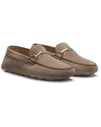 BOSS - Suede Moccasins With Driver Outsole - Lyst
