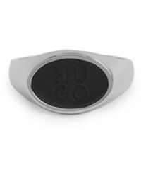 HUGO - Steel Ring With Stacked-Logo Enamel Insert - Lyst