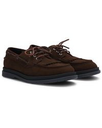 HUGO - Suede Moccasins With Fringe Trim - Lyst