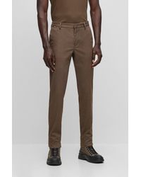 BOSS - Slim-fit Chinos In A Melange Stretch-cotton Blend - Lyst