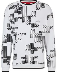 HUGO - Relaxed-fit Sweater Van Katoenen Badstof Met Logoprint - Lyst