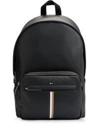 BOSS - Faux-leather Backpack With Signature Stripe - Lyst