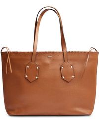 BOSS - Grained-leather Shopper Bag With Whipstitch Details - Lyst