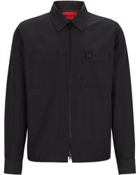 HUGO - Oversized-fit Zip-up Shirt Jacket With Metal Logo Detail - Lyst