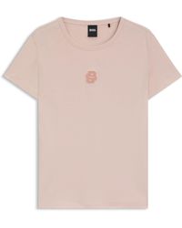 BOSS - T-Shirt Van Gemerceriseerde Katoen Met Double B-Monogram - Lyst