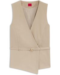 HUGO - Regular-Fit Gilet Van Katoen En Hennep Met Riem - Lyst