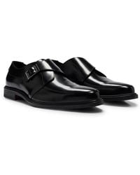 HUGO - Leather Monk Shoes With Buckle And Single Strap - Lyst