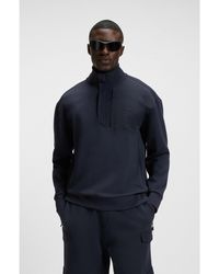 BOSS - Super-Stretch Sweatshirt With Stormflap Detail - Lyst