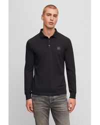 BOSS by HUGO BOSS - Long-sleeved Slim-fit Polo Shirt With Logo Patch - Lyst