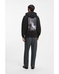 HUGO - Cotton Hoodie With Spaced-Out Logo And Back Graphic - Lyst