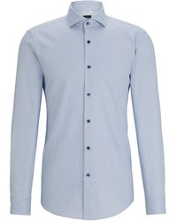 BOSS - Slim-fit Overhemd Van Oxfordkatoen Met Stretch En Print - Lyst