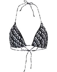 HUGO - Bikinitop Met Driehoekige Cups En Herhaalde Logoprint - Lyst