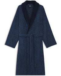 BOSS - Cotton Velvet Dressing Gown With Double B Monogram - Lyst