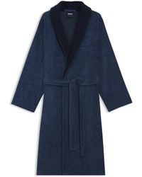 BOSS - Cotton Velvet Dressing Gown With Double B Monogram - Lyst
