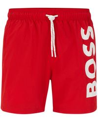 BOSS by HUGO BOSS - Quick-dry Swim Shorts With Large Logo Print - Lyst