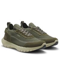BOSS - Lace-Up Suede Trainers With A Knit Sock - Lyst