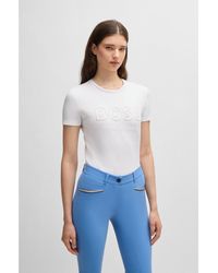 BOSS - Equestrian Stretch-Cotton T-Shirt With Embroidered Logo - Lyst