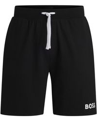 BOSS - Short Van Katoenen Badstof Met Contrasterend Logo En Trekkoord - Lyst