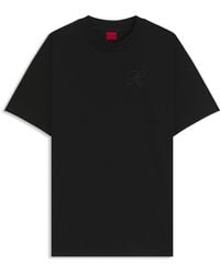 HUGO - Relaxed-Fit T-Shirt Aus Baumwoll-Jersey Mit Monogramm-Stickerei - Lyst