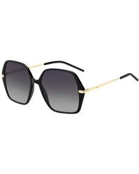 BOSS - Black-acetate Sunglasses With Gold-tone Temples - Lyst