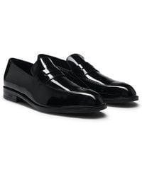 BOSS - Patent-Leather Loafers With Penny Trim - Lyst