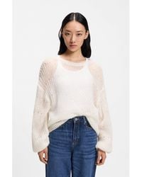 BOSS - Wool-Blend Sweater With Open Knit - Lyst