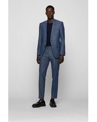 BOSS by HUGO BOSS Slim-fit Tuxedo In Virgin Wool With Silk Trims- Dark Blue  Men's Business Suits Size 44r for Men | Lyst