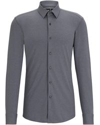 BOSS - Slim-fit Overhemd Van Hoogwaardig Stretchmateriaal - Lyst