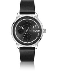 HUGO - Stainless-Steel Watch With Dial And Leather Strap - Lyst