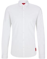 HUGO Extra Slim-fit Overhemd Van Stretchkatoen Met Logolabel - Wit