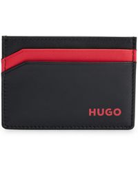HUGO - Leather Card Holder With Logo - Lyst