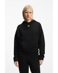 HUGO - Cotton-Terry Hoodie With Embroidered Stacked Logo - Lyst
