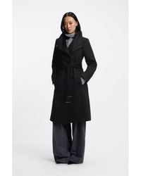BOSS - Belted Formal Coat - Lyst