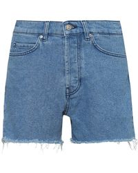 HUGO High-waisted Regular-fit Shorts In Blue Denim