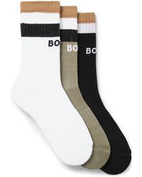 BOSS - Three-Pack Of Short-Length Socks With Signature Stripes - Lyst