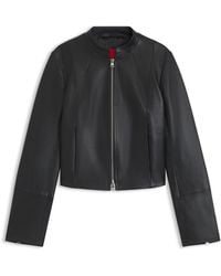 HUGO - Regular-Fit Lederjacke Mit Stehkragen - Lyst