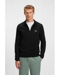 BOSS - Regular-Fit Cotton Sweater With Polo Collar - Lyst