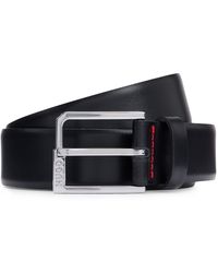 HUGO - Italian-leather Belt With Logo Buckle - Lyst