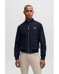 BOSS - Equestrian Bomber Jacket With Zipped Sleeve Pocket - Lyst