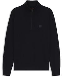 BOSS - Trui Met Ritskraag Van Katoen En Kasjmier - Lyst